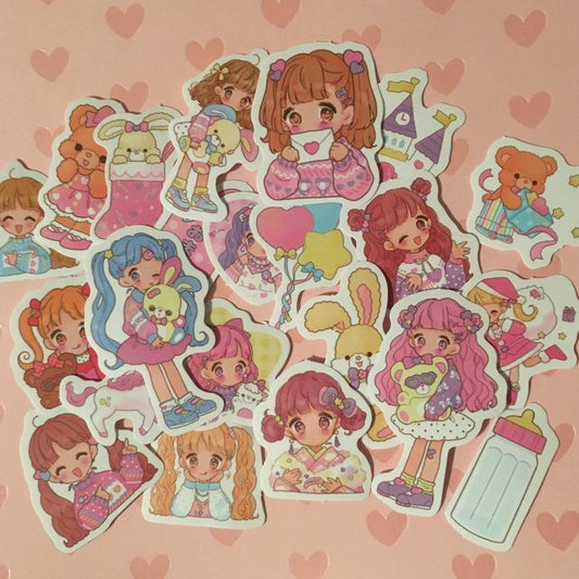 CLEARANCE - 20 "Kawaii" Cute Japanese Styled Lolita Little Stickers / Stationery